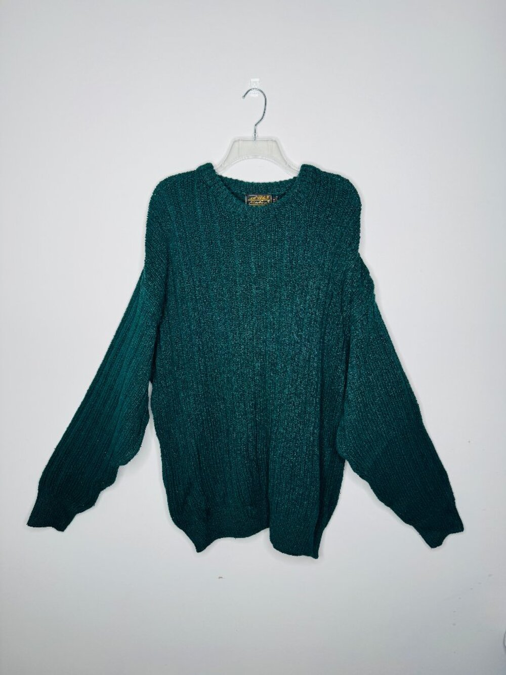 Eddie Bauer VTG Cotton Knit Fisherman's Sweater Green Mens XL Made in USA